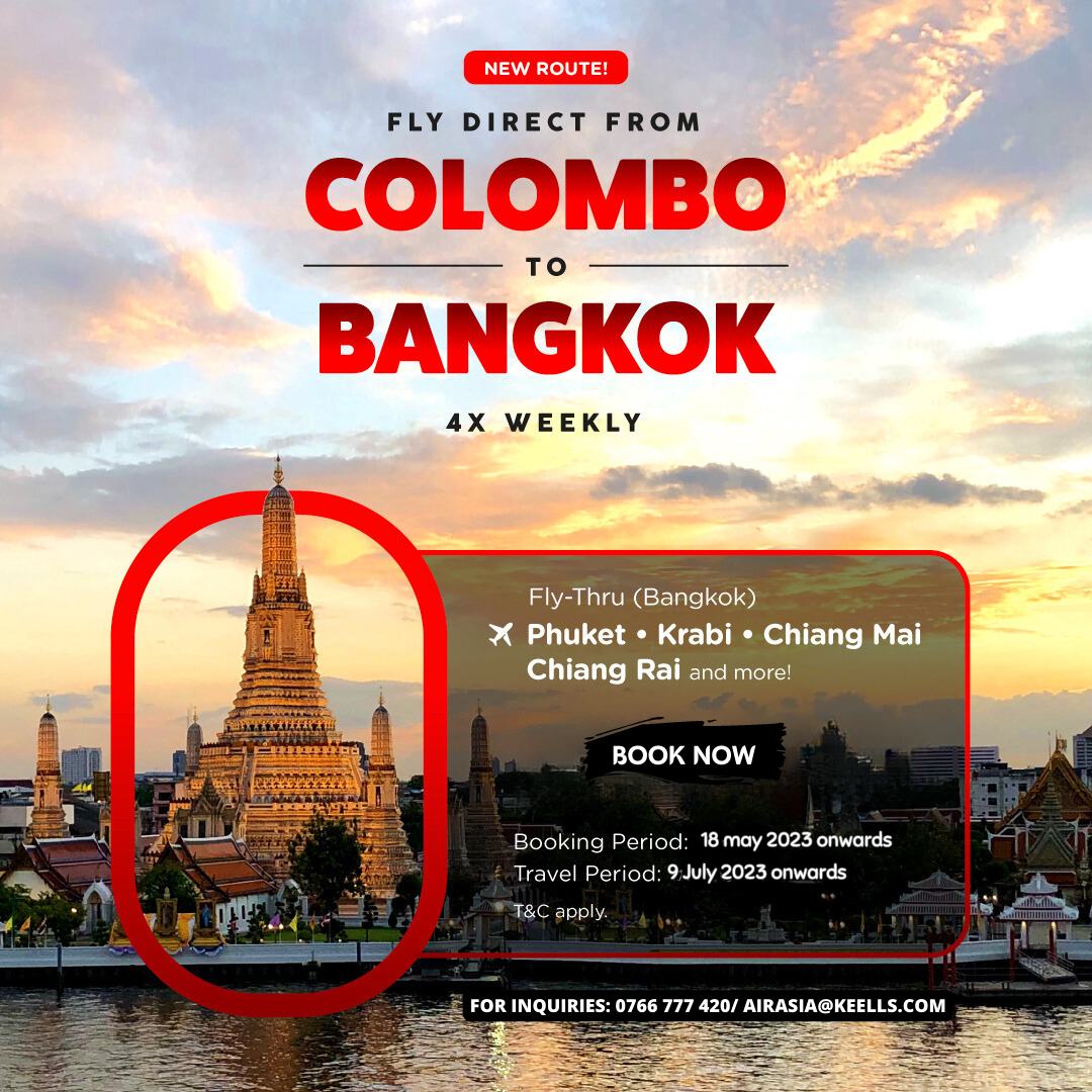 AirAsia Launches “Colombo-Bangkok” Experience The Vibrancy of Thailand with 4 Direct Flights A Week Now Starting at Only LKR 29,900*