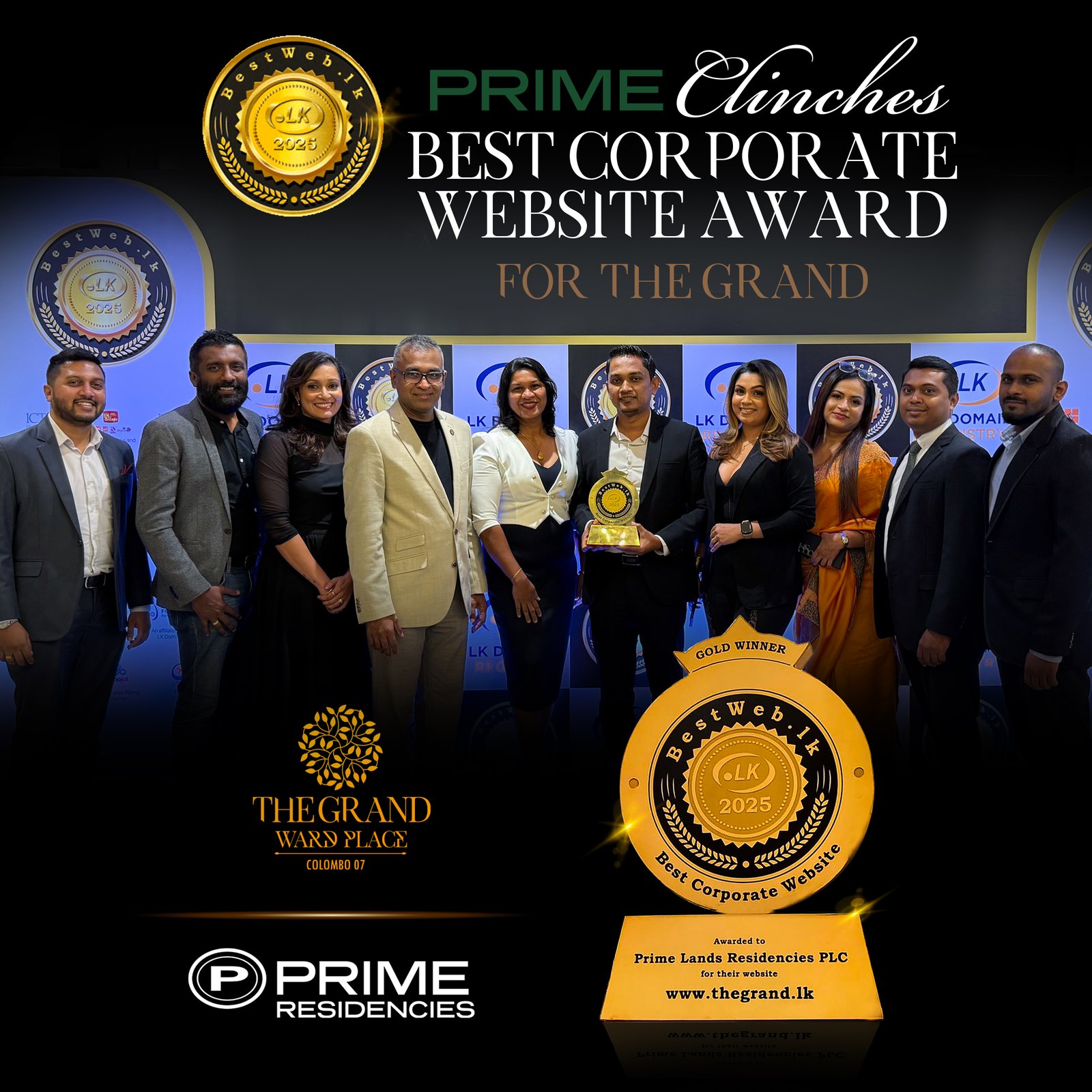 ප්රයිම් ලෑන්ඩ් රෙසිඩන්සීස් සමාගමේ ‘The Grand’ වෙබ් අඩවිය BestWeb.lk හිදී රනින් පිදුම් ලබයි